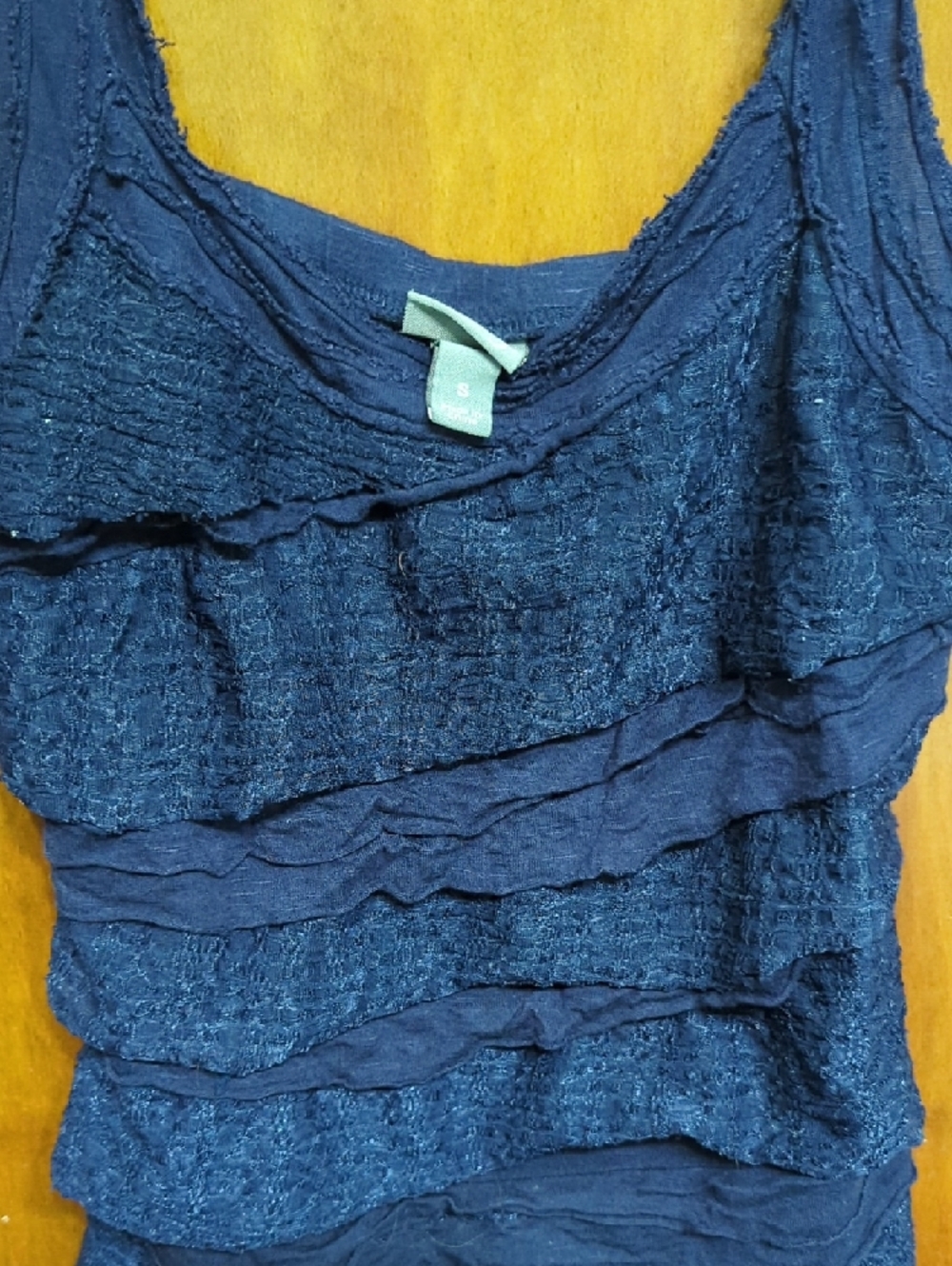 Vanity Navy Layered Ruffle Tank Top - Picture 3 of 5